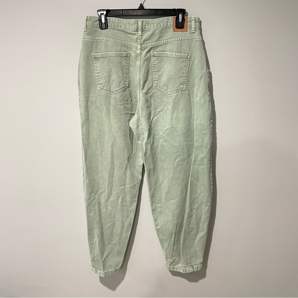 Zara Slouchy Darted Jeans Light Green Size 8 - Picture 3 of 5